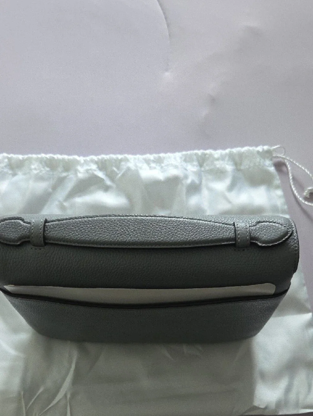Coach Cassie Pebbled Leather Turnlock Crossbody in Light Gray